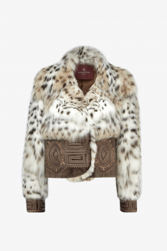 Lynx fur jacket, Natural color, length 58 cm