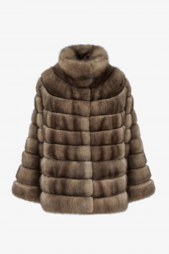 Sable Fur Jacket, Tortora Color, length 74 cm