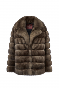 Sable Jacket, Tortora Scuro color, length 65cm