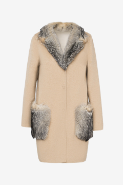 Cashmere Loro Piana coat,Fox,Beige,length 90cm