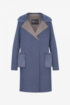 Cashmere Loro Piana coat, Blu color, length 90cm