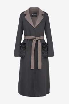 100% Cashmere Loro Piana Coat, Black, length 120cm