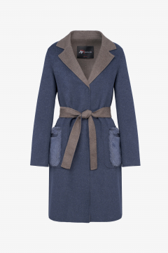 Cashmere Loro Piana coat,Blu,collar Mink,length 95cm