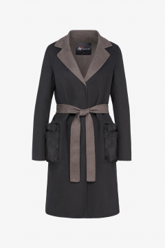 Cashmere Loro Piana coat,Nero,collar Mink,length 95cm