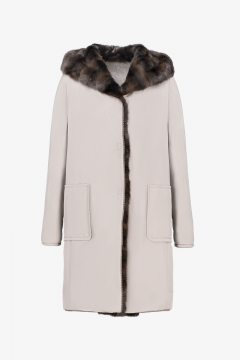 Cashmere Loro Piana coat,reversible,Tortora,length 90cm