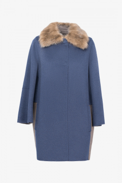 Cashmere Loro Piana Coat, Blu, length 83cm
