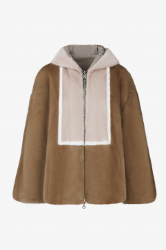 Reversible Mink fur jacket, Pastello, length 65cm