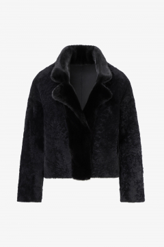 Reversible shearling jacket, nero, length 58cm
