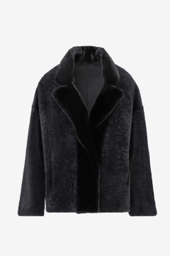 Reversible shearling jacket, nero, length 65cm
