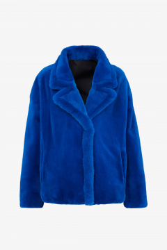 Reversible shaved mink fur jacket,Blu Elettrico,length 67cm