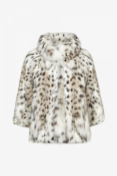 Lynx fur jacket, Natural color, length 60 cm