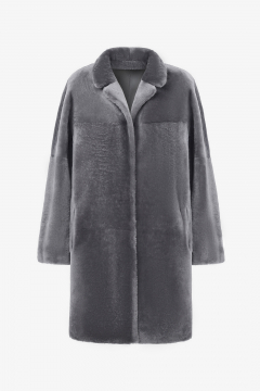 Reversible Shearling coat, Antracite color, length 90 cm
