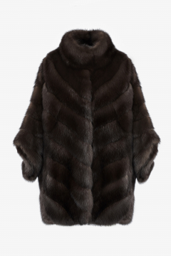 Cape in Sable fur,Dark Brown,Oversize,length 80cm