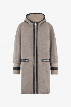 Reversible Shearling coat with hood,Novello,length 90cm