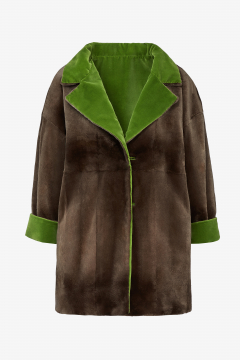 Coat shaved mink fur,Moka,reversible,length 80cm