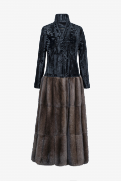 Sable fur coat with Persian, Dark, length 135 cm