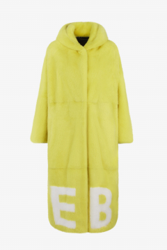 Mink Coat, Giallo Fluo color, length 115 cm