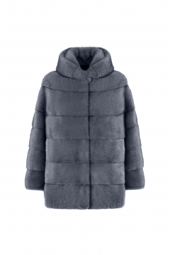 Mink jacket, hood, Alaska, length 62cm