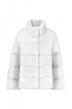 Mink fur jacket,White color,length 62cm