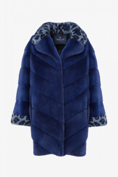 Mink coat,Blue Copia, with animalier, length 84cm