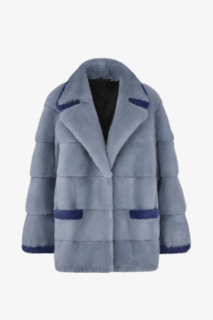Mink Jacket, Azzurro color, length 70 cm 