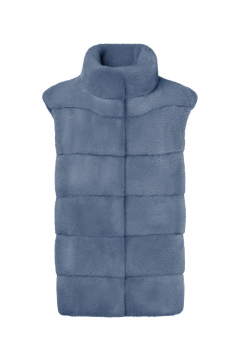 Mink fur Vest, Azzurro color, length 77cm