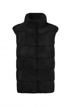 Mink fur Vest, Black color, length 77cm