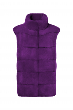 Gilet in pelliccia di Visone, Purple, lunghezza 77cm