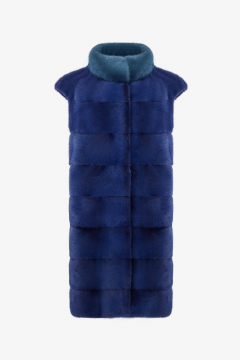 Mink vest, Blu Copia, Scozia edges, length 100cm