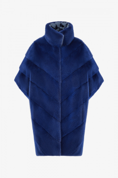 Mink Cape, Blue Copy, animalier motif, length 81cm