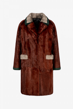 Kid Skin coat, Paprika color, length 95cm 