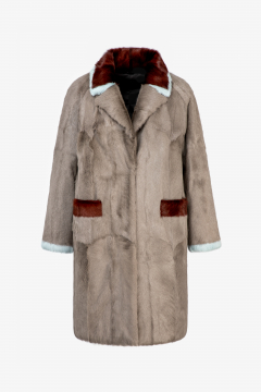 Kid Skin coat, Tortora color, length 95cm