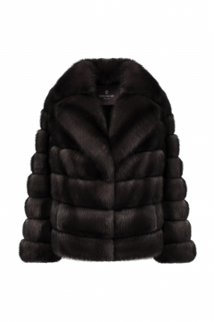 Sable Fur Jacket, Dark Brown, length 60cm