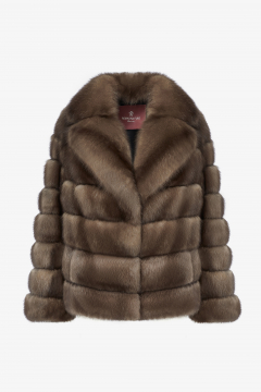 Sable Fur Jacket, Tortora Scuro, length 64cm