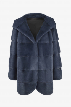 Mink coat,Blu Night,hood,length 88 cm 