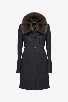 Loro Piana cashmere/Baby Wool coat, Nero, length 90cm