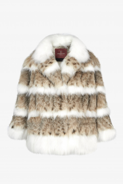 Lynx fur jacket, Natural color, length 65 cm