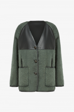 Reversible jacket Mohair fabric, Verde,length 73cm