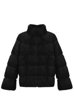 Mink fur jacket, Black color, length 60 cm