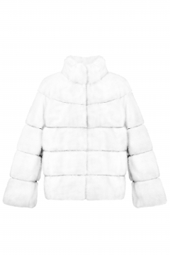 Mink fur jacket, White color, length 60 cm