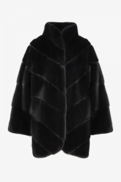 Mink coat, Black, length 80 cm