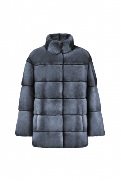 Real Mink fur jacket,Alaska color,length 60cm