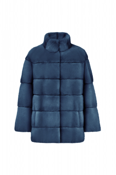 Real Mink fur jacket,Azulejio color,length 70cm