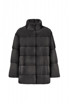 Real Mink fur jacket,Grafite color,length 70cm