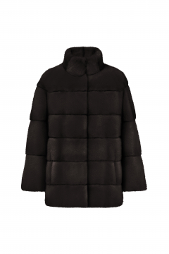 Real Mink fur jacket,Mogano color,length 70cm