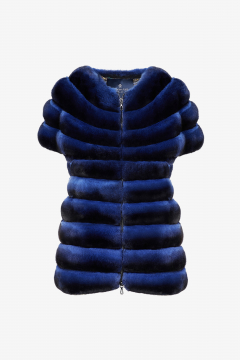 Chinchilla fur jacket, Prussian color, 75cm length