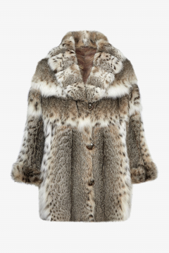 Lynx fur jacket,Natural color,length 78cm