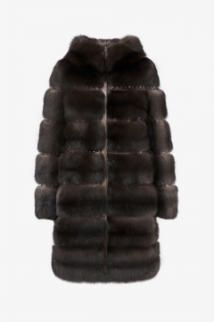 Parka Sable fur with hood,Dark Brown,length 98cm