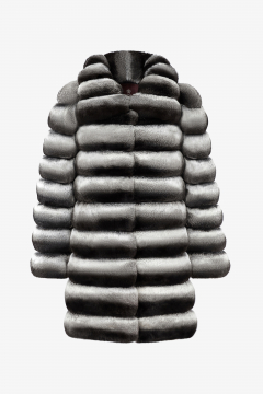 Cappotto in pelliccia di Chinchilla naturale, lunghezza 80cm