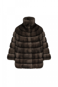 Sable fur jacket in Dark color, length 64 cm.